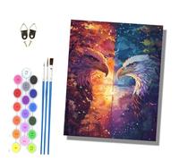 HONGPZH Pintura por números adultos sin marco pintado a mano Kit para principiantes Set incluye pinturas acrílicas y pinceles lienzo de 40 x 50 cmEl duelo entre dos águilas