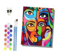 HONGPZH Pintura por números adultos sin marco pintado a mano Kit para principiantes Set incluye pinturas acrílicas y pinceles lienzo de 40 x 50 cmAvatares abstractos simples - 2