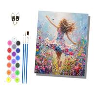 HONGPZH Pintura por números adultos sin marcopintado a mano Kit para principiantes Set incluye pinturas acrílicas y pinceles lienzo de 40 x 50 cmUna mujer bailando en un mar de flores