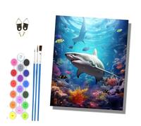 HONGPZH Pintura por números adultos sin marcopintado a mano Kit para principiantes Set incluye pinturas acrílicas y pinceles lienzo de 40 x 50 cmUn mundo submarino lleno de color