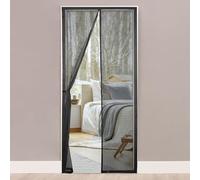 HONGTAISHENG Mosquitera Puerta Magnetica, 125x200 cm Cortina Mosquitera para Puerta Exterior de Balcón Patio, Mosquiteras Magneticas Se Cierra Automáticamente, Cinta Adhesiva Doble Cara 4 cm, Negro