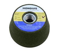 HONGUIS Rueda amoladora angular de carburo de silicio verde de 3 pulgadas, rueda de copa acampanada para hormigón de mármol de granito con eje roscado de 5/8"-11 (grano 60)