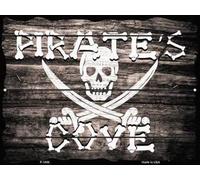 Hongxin Cartel de pared de metal con pintura de hierro retro de la cala de los piratas de advertencia para bar, cafetería, garaje, oficina, dormitorio