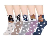 HONGXIN-SHOP Calcetines de Mujer Coloreados Algodón Calcetines Patrón de Perro Adulto Unisex Calcetines Térmicos 5 Pairs