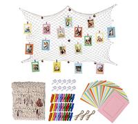 HONGXIN-SHOP - Marco de fotos de papel para bricolaje, con marcos para colgar en el álbum con clips de madera y yute cordel de malla de pesca para pared, decoración de 30 piezas, 10 colores