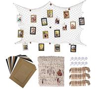 HONGXIN-SHOP - Marco de fotos de papel para bricolaje, con marcos para colgar en el álbum con clips de madera y yute cordel de malla de pesca para pared, decoración de 30 piezas, 3 colores