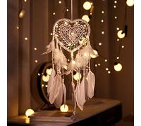 Hongyans Atrapasueños LED con Plumas Hecho a Mano Dream Catcher Adornos Colgar Pared para Decoración Hogar Dormitorio Boda Habitación Infantil Niñas Regalo de Cumpleaños