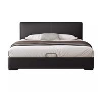 HONGYISHI Moderna base de cama de tamaño matrimonial, color negro, plataforma tapizada con cabecero y soporte de listones de madera, sin ruido
