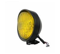 HONGYISM Faro Delantero Para Moto Universal 575 "motocicleta H4 Bombilla Faro Montaje Inferior Para Cruiser Chopper Cafe Racer Bobber Personalizado(Black Amber)