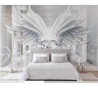 HongYouQi Alas Blancas Paisaje 3D Moderno Papel Tapiz Decoración Dormitorio Texturizado Casa Sala De Estar Tv Fondo-350Cm×256Cm