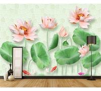 HongYouQi Hojas De Loto Rojo Vista Al Lago Fondo De Pantalla Moderno Decoración Del Hogar Sala De Estar Texturizada Fondo De Tv-430Cm×300Cm