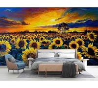 HongYouQi Papel Tapiz De Textura De Mansión De Girasol Amarillo Decoración Del Hogar Sala De Estar Creativa Dormitorio Fondo De Tv-350Cm×256Cm