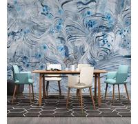 HongYouQi Plantas Florales Azules 3D Moderno Papel Tapiz Decoración Dormitorio Texturizado Casa Sala De Estar Tv Fondo-350Cm×256Cm