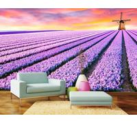 HongYouQi Púrpura Lavanda Flor Paisaje Moderno Fondo De Pantalla Decoración Dormitorio Decoración Del Hogar Fondo De Televisión-250Cm×170Cm