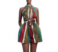 HongYunXn Mono De África Para Mujer, Mono De Talla Grande Con Estampado Étnico, Mono Multiusos, Pantalones Cortos Holgados Informales De Oriente Medio Color4 M