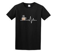 HONGZHENBAO Funny Coffee Heartbeat Morning Wake Up Lifeline T-Shirt Mens Black Unisex Tees Shirt S