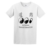 HONGZHENBAO Funny Print Design Daoism Way Medicine T-Shirt Mens White Unisex Tees Shirt XXL