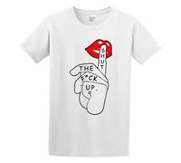 HONGZHENBAO Funny Slogan Black Shut Up Lips Funny T-Shirt Mens White Unisex Tees Shirt XXL