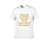 HONGZHENBAO Funny Tops Good Sex No Stress One Boo No Ex Small Circle Big Checks T-Shirt Mens White Unisex Tees Shirt M