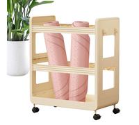 Honhoha Almacenamiento de esterilla de yoga,Estante de almacenamiento de yoga, Estante de almacenamiento para gimnasio en casa con ganchos y ruedas, Organización de equipos de fitness para ejercicio