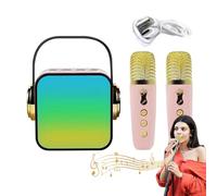 Honhoha Altavoz con micrófono portátil, Altavoz con micrófono inalámbrico, Altavoz de Canto inalámbrico portátil y Reproductor de Karaoke, Micrófonos inalámbricos con Luces de Fiesta, Altavoz para