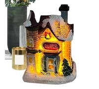 Honhoha Casas De Navidad,Figuras De Navidad - Lámpara de Noche pequeña casa de Pueblo | Escena de Ciudad navideña, decoración de Paisaje de Escritorio, Estatua de casa de Pueblo de Invierno con luz