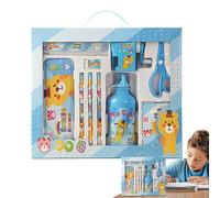 Honhoha Estuche para lápices con Suministros, Lindo Juego de papelería | Caja de útiles Escolares Multifuncional | Kit de papelería para Cuaderno con Botella de Agua, Arte y Manualidades para niños