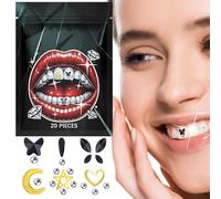 Honhoha Gemas para dientes,Gemas para dientes - Kit básico de joyería para dientes - Kit de gemas para dientes de moda, kit de joyería con cristales, deslumbra con un brillo duradero y fácil de