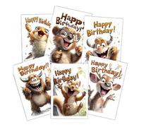 Honhoha Tarjetas De Cumpleaños Para Mujeres | Set De Recuerdo Con Temática Animal Y Sobre Incluido | 6 Piezas Tarjetas De Felicitación - Para Esposo, Esposa, Hermana, Hijo, Hija, Papá, Mamá,