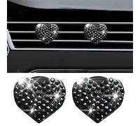 Honibaoto 2 clips de ventilación de aire acondicionado con dije de corazón brillante, accesorios de diamantes de imitación de cristal, decoración interior de coche, accesorios lindos para mujeres y