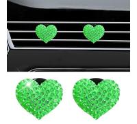 Honibaoto 2 clips de ventilación de aire acondicionado con dije de corazón brillante, accesorios de diamantes de imitación de cristal, decoración interior del automóvil, accesorios lindos para mujeres