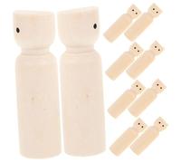 HONITANO 10 piezas de Madera sin Terminar Pintar Figuras de Clavijas DIY Muñecos de Madera Manualidades Decoración Creativa y