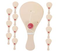 HONITANO 12 Piezas Paletas de Madera para Pintar y Decorar Manualidades Infantiles DIY Paletas con Cuerda y Pelota Juguete para Actividades Familiares