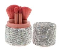 HONITANO 1juego Brochas De Maquillaje Con Almacenamiento De Cristales Brillantes Organizador De Viaje Para Cosméticos Incluye Pinceles Para Base Polvo y Ojos Para Uso Casa y Viajes