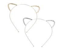 HONITANO 2 Piezas de Diademas Orejas de Gato de Metal y Cristales Brillantes 15X14 CM Cómodas y Prácticas para Fiestas Infantiles y Escenario de Presentaciones