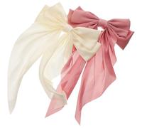 HONITANO 2 Piezas de Pinzas Cabello Lazo Grande, Clips para Niñas en Colores Rosa y Beige, Accesorios para Peinado Diario y Ocasiones Obsequios, Pasadores Resistentes de Moda