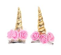 HONITANO 2 Piezas Horquillas Unicornio Doradas para Niñas Accesorios de Pelo Adorables para Halloween Fiesta Cumpleaños Cosplay