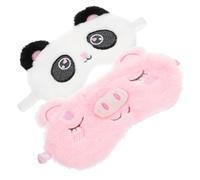HONITANO 2 piezas Máscara de Ojos Peluche con Diseño de Animales para Cubreojos Portátil Bloquea Luz y Cómodo para Dormir y Relajación