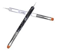 HONITANO 2 Piezas Pinceles para Uñas Doble Cabeza Cepillos para Manicura y Dibujo Nail Art Herramienta Profesional para Pintura y Decoración y Negro