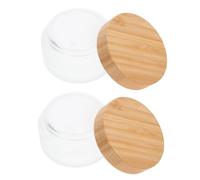 HONITANO 2 Series Tarros De Vidrio Esmerilado para Crema Facial Y Bálsamo Labial Envases Cosméticos Tapa De Bambú Sellada Y Diseño Fugas para Almacenamiento Seguro Y Portátil