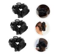 HONITANO 3 piezas Coleteros Elásticos de Organza Negra Cuerda de Malla para Pelo Accesorios de Moda para Mujeres y Niñas Sujetadores de Coleta Flexibles y Elegantes
