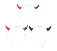 HONITANO 3 Piezas Diadema de Cuernos de Halloween Colores Aleatorios Accesorios para Fiesta y Cosplay Unisex Ligera y Elástica