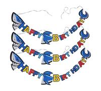 HONITANO 3 Piezas Shark Birthday Banner Ocean Beach Theme Reusable Wall Garland For Under The Sea Party Decorations Celebration