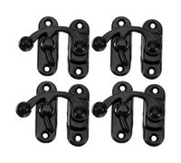 HONITANO 4 Pestillos de Gancho Oscilante Izquierdo de Aleación de Zinc Negro 38x44 Mm con Tornillos para Cajas de Herramientas, Muebles y Cajas de Joyería, Cierre Seguro y