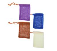 HONITANO 4 piezas Bolsa de Jabón para Baño Malla Espumante con Cordón para Colgar Secado Rápido Colores Surtidos para Limpieza Facial y Corporal