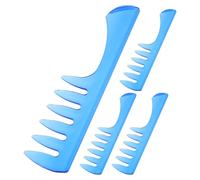 HONITANO 4 Piezas Peine de Barbería Vintage para Hombres en Salón de Peluquería, Peine Desenredante de Plástico Azul Dientes Anchos para Aplicar Pomada y Aumentar Volumen al Cabello