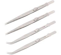 HONITANO 4 piezas Pinzas de Precisión de Acero Inoxidable para Joyería de Rectas Curvas Antiestáticas Ergonómicas Ligeras y Prácticas para Manualidades y