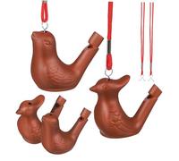 HONITANO 4 piezas Silbatos Agua Forma de Pájaros de Silbidos Musicales para Cordón Silbatos Artísticos de Alfarería para Decoración y Juguete Sonoro