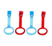 HONITANO 4piezas Anillas Para Cuna Colores Azul y Rojo Anillos De Tirón Para Niño Niña Soporte Para Aprender Estar De Accesorios Para Cunas y Parques Ayuda Al Desarrollo Motor