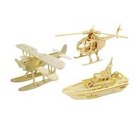 HONITANO 5 Piezas Puzzle de Madera DIY para Educativo de Aviones y Barcos Seguro y Pulido para Desarrollo Manual y Coordinación